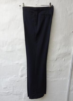 Классные чёрные широкие шерстяные брюки палацо в полоску jigsaw 🔥2 фото
