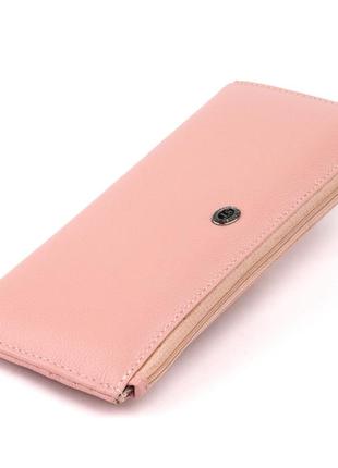 Горизонтальний тонкий гаманець зі шкіри жіночий st leather 19325 рожевий