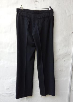 Классные чёрные широкие шерстяные брюки палацо в полоску jigsaw 🔥7 фото