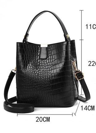 Женская модная сумочка рептилия на плечо, маленькая сумка под рептилию чёрная, красная6 фото