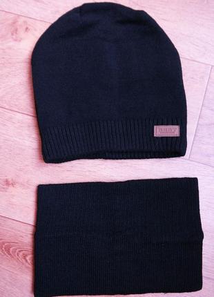 Зимний комплект подростковый шапка + снуд  бордовый 52-56 р.5 фото