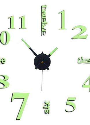 Настінний годинник світний у темряві з цифрами та словами салатовий diy зроби сам 50 см