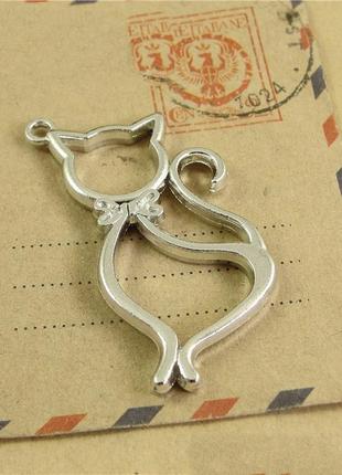 Рамка для кулона, сережок котик срібний, форма для смоли1 фото