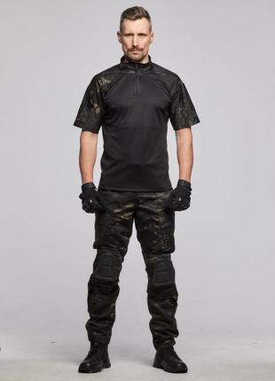Тактична військова сорочка убакс coolmax чорний убакс на короткий рукав демісезонна військова кофта4 фото