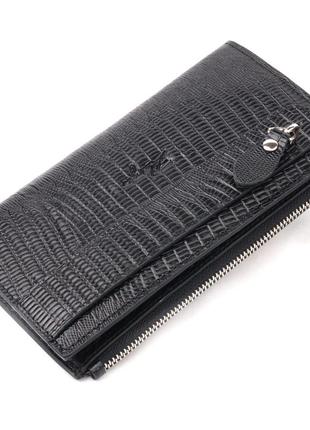 Сучасний складний гаманець із натуральної фактурної шкіри karya 21129 чорний