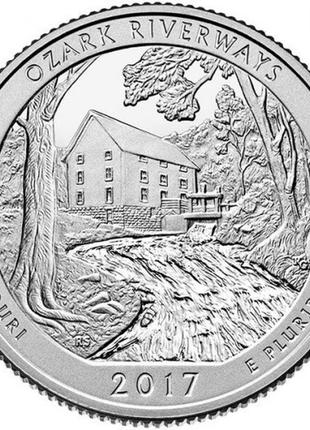 Сша ¼ доллара, 2017 национальные водные пути озарк  №1837