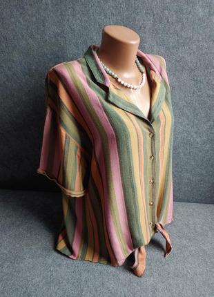 Блуза рубашка из вискозы в вертикальную полоску 48-50 размера2 фото