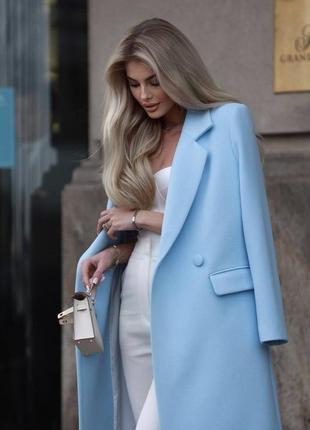 Жіноче блакитне пальто3 фото