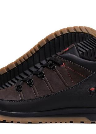 Чоловічі зимові шкіряні кросівки fila brown classic