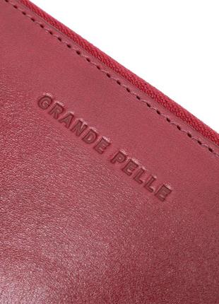 Вместительное портмоне из натуральной кожи grande pelle 16796 бордовый3 фото