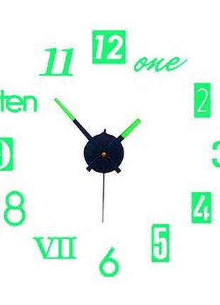 Настенные часы светящиеся в темноте с цифрами, словами и римскими цифрами салатовый diy сделай сам 50см1 фото