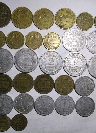 Франція 1918 - 1959 рр., 58 монет без повторів4 фото