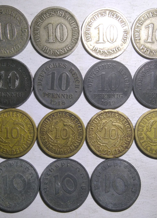 Німеччина 1874 - 1944 рр., 69 монет без повторів6 фото