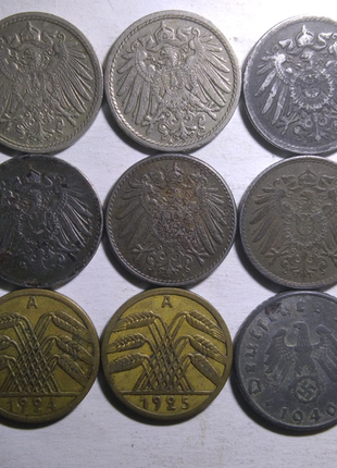 Німеччина 1874 - 1944 рр., 69 монет без повторів8 фото