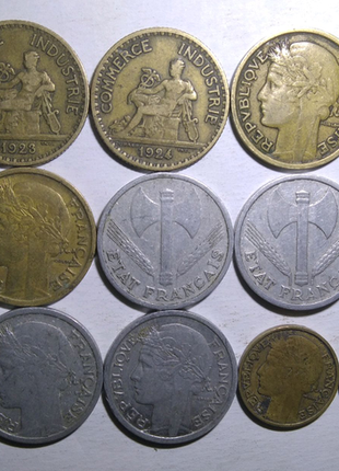 Франція 1918 - 1959 рр., 77 монет без повторів5 фото