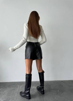 Юбка-шорты | кожаная юбка | стильная юбка6 фото