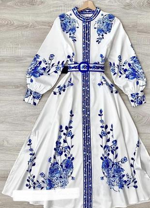 Жіноча біла сукня принт етно квітковий