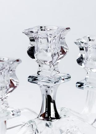 Подсвечник канделябр на 5 свечей стеклянный большой 26 (см)