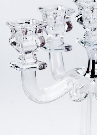 Подсвечник канделябр на 5 свечей стеклянный большой 26 (см)