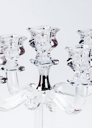 Подсвечник канделябр на 5 свечей стеклянный большой 26 (см)