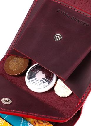 Стильный кошелек для женщин из матовой натуральной кожи grande pelle 16812 бордовый6 фото