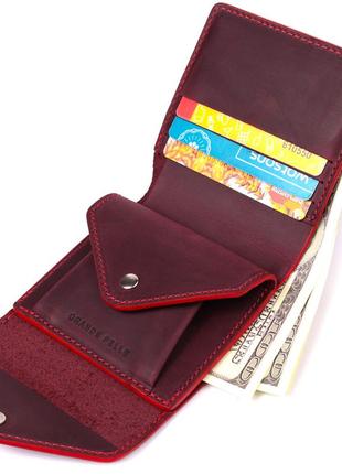 Стильный кошелек для женщин из матовой натуральной кожи grande pelle 16812 бордовый5 фото