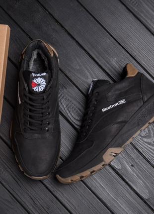 Мужские зимние кожаные ботинки rbk g-step  black8 фото