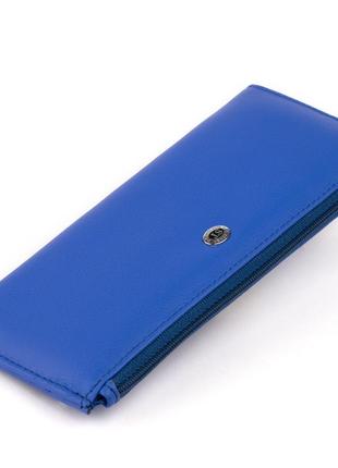 Горизонтальный тонкий кошелек из кожи унисекс st leather 19329 синий