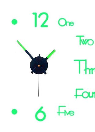 Настінний годинник світний у темряві з цифрами та словами салатовий diy зроби сам 50 см