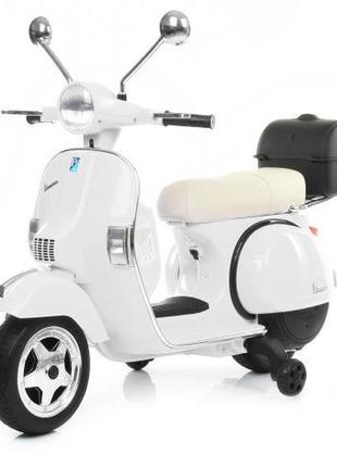 Дитячий електромотоцикл скутер vespa (білий колір)