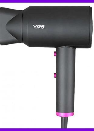 Профессиональный фен для сушки и укладки волос vgr v-400 2000 вт с концентратором, холодный и горячий воздух