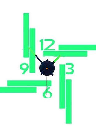 Настінний годинник світний у темряві з цифрами й елементами салатовий diy зроби сам 50 см