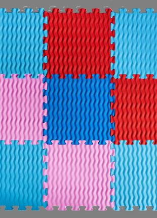 Мягкий массажный коврик "пазлы eva" волны 9 элементов