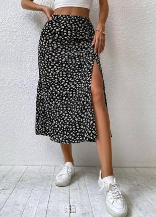 Женская летняя юбка из ткани софт с принтом размеры 42-5210 фото