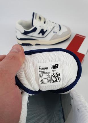 Кроссовки мужские темно синие с белым new balance 550 white navi. весенние кроссовки белые нью баланс 550 нави3 фото