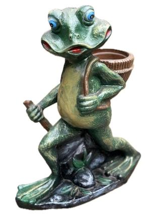 Садова фігура жаба з кошиком 48 см (полімер)1 фото