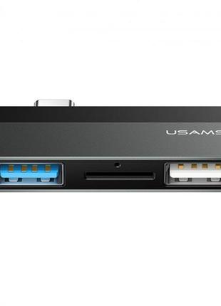 Хаб usams type-c mini hub (2xusb + micro sd) для macbook/windows