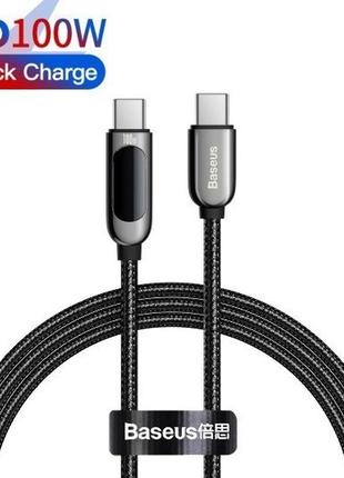 Кабель baseus usb-c led display quick charge 100w для ipad/androi