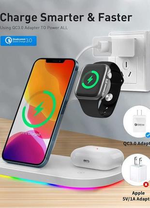 Док-станція charger 3в1 15w led для iphone/samsung/apple watch/ai