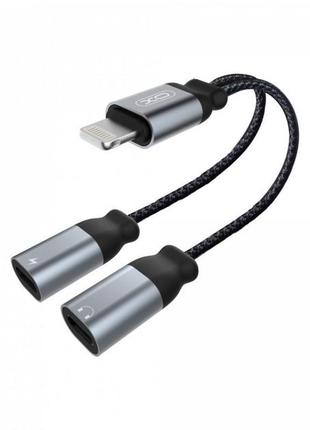 Перехідник для навушників xo lightning/ 2х lightning audio adapte