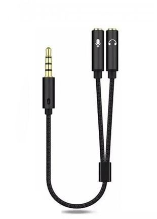 Перехідник для навушників, aux 2в1 headset and voice 3.5 mm to 3.