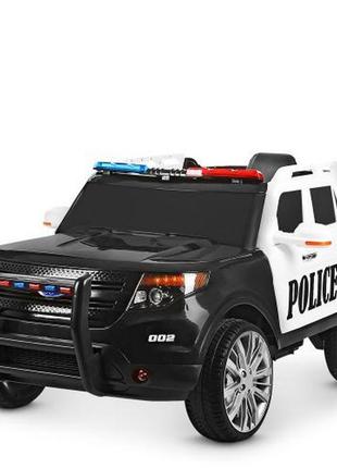 Дитячий електромобіль ford police з гучномовцем (чорний колір) з пультом радіоуправління bluetooth 2.4 g