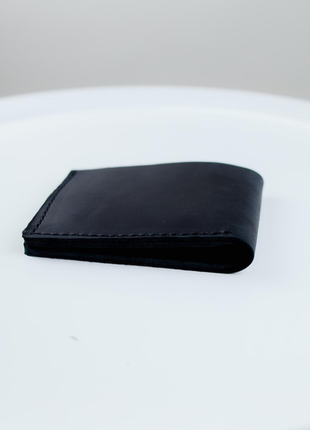 Мужской кошелек-бифолд из натуральной кожи crazy horse sh022 (черный)5 фото