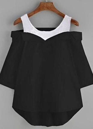 Женская стильная блузка с открытыми плечами 42-44, 46-48, 50-52 коттон