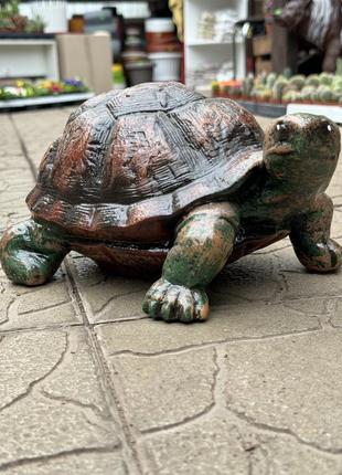 Садова фігура черепаха індійська 14 см (полімер)5 фото