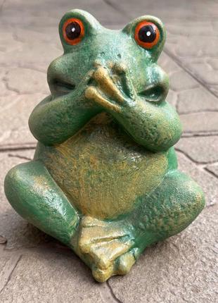 Садова фігура жаба німа 13 см (кераміка)5 фото