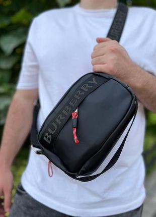 Мужская сумка кросс-боди burberry черная повседневная, классическая сумка.7 фото