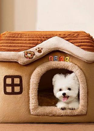 Будинок (лежанка) для котів і маленьких собак із м'якою подушкою2 фото