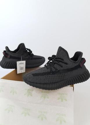 Літні кросівки чоловічі чорні adidas yeezy boost 350 v2 black static. кросівки жіночі адідас ізі буст 3505 фото