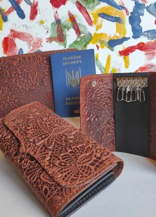 Комплект гаманець, ключниця та обкладинка на паспорт7 фото
